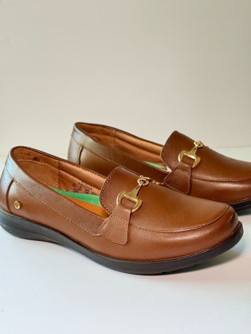 Brown Leather Gold Bit Loafers